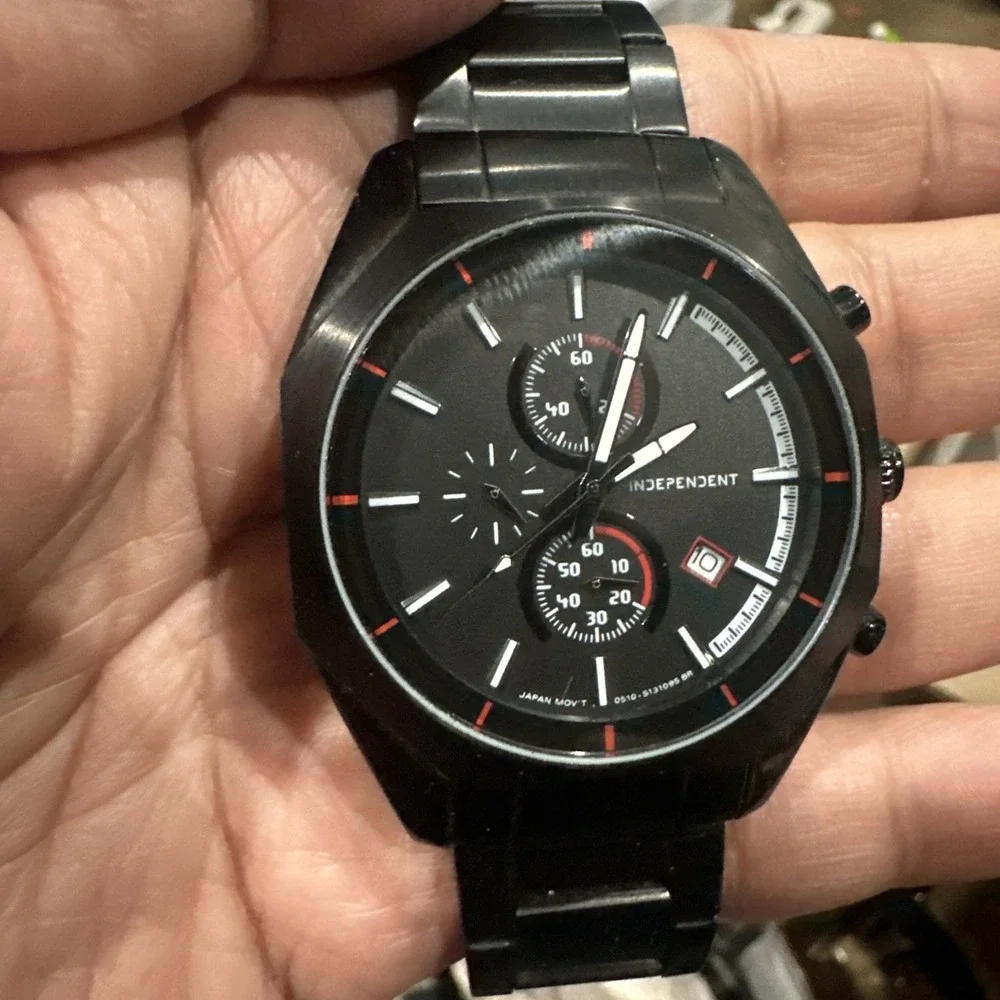 Mint Working Independent By Citizen Chrono Black Mens Watch 43mm Dial‎ Rare Runs